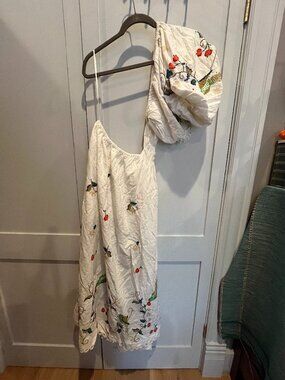 farm rio shell garden cotton ruffle maxi dress FARM Rio Off-White Shell Garden Maxi Dress, Shell Garden Off-White / XL